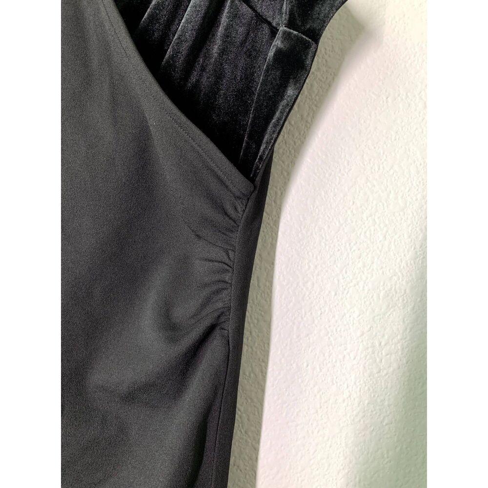 NWT Maurices Black Midi Dress Womens Sz M Faux Wrap Mixed Media V Neck Tulip - Picture 3 of 8